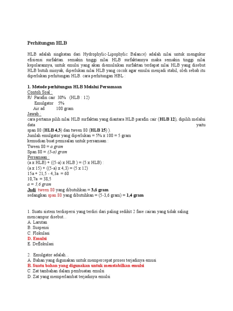 HLB Perhitungan | PDF