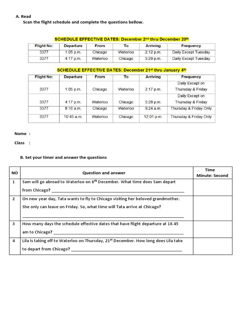 Flight Schedule Questions and Answers | PDF