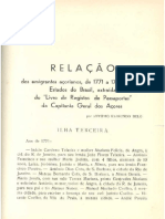 Relação Dos Emigrantes Açorianos para Os Estados Do Brasil (1771 - 1774)