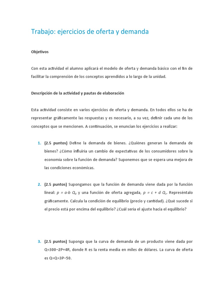 Trabajo Fundamentos de La Economia | PDF | Oferta y demanda | Curva de ...