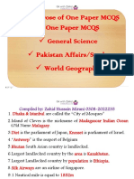 Today's Dose of One Paper MCQS One Paper MCQS General Science Pakistan Affairs/Study World Geography