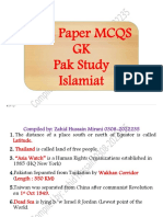One Paper PS, GK & Islamiat MCQS 02-04-2021