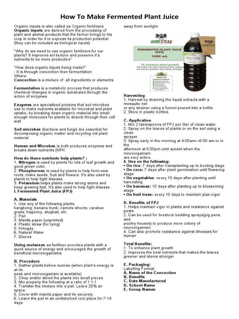 How To Make Fermented Plant Juice Pdf Organic Matter Soil
