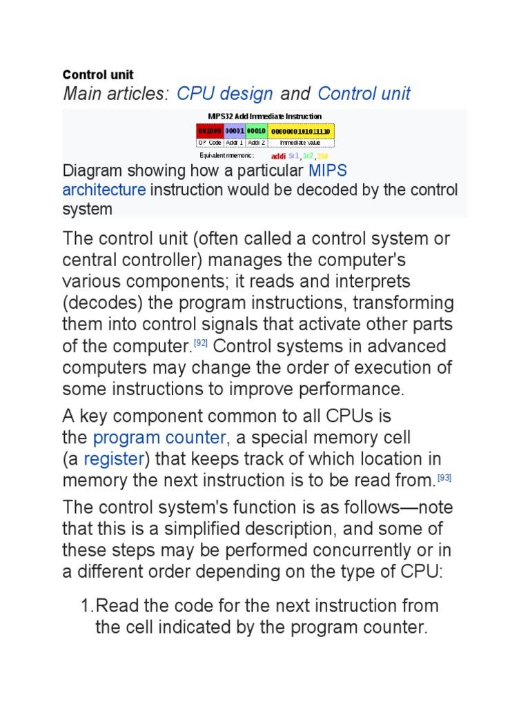 Main Articles: And: CPU Design Control Unit | PDF | Computer Program ...