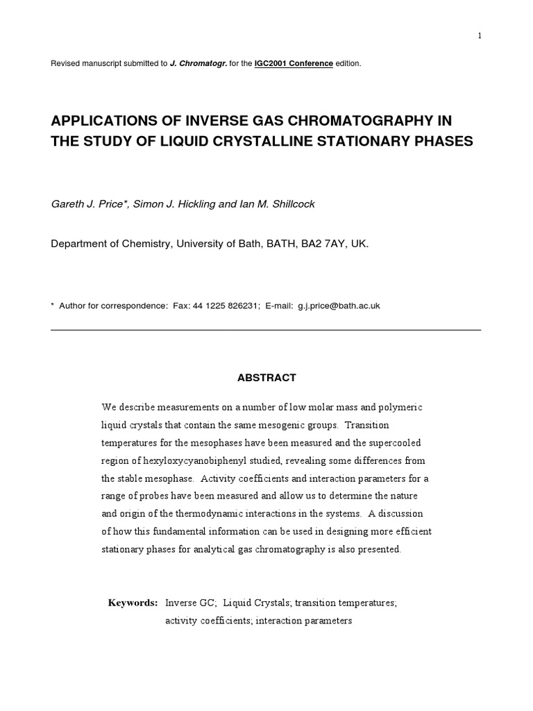 Draft 75 Applications of Inverse Gas Chromatography in The Study of