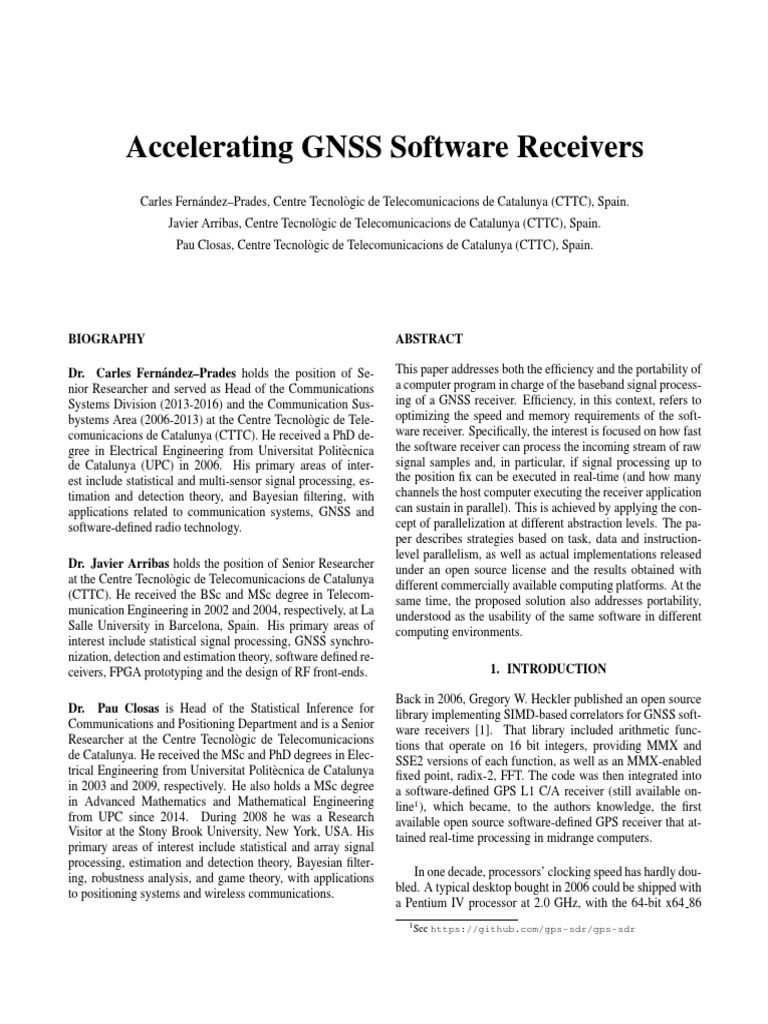 Accelerating GNSS Software Receivers PDF Arm Architecture