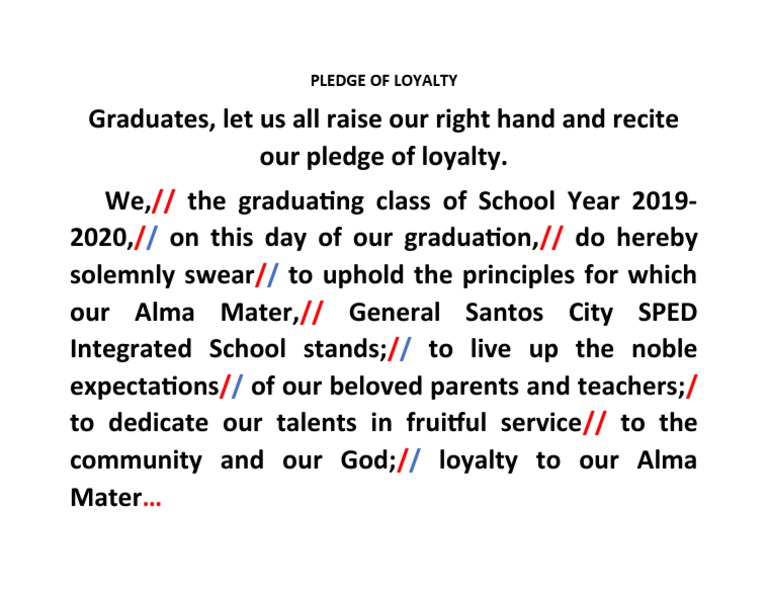 Graduates' Pledge of Loyalty | PDF