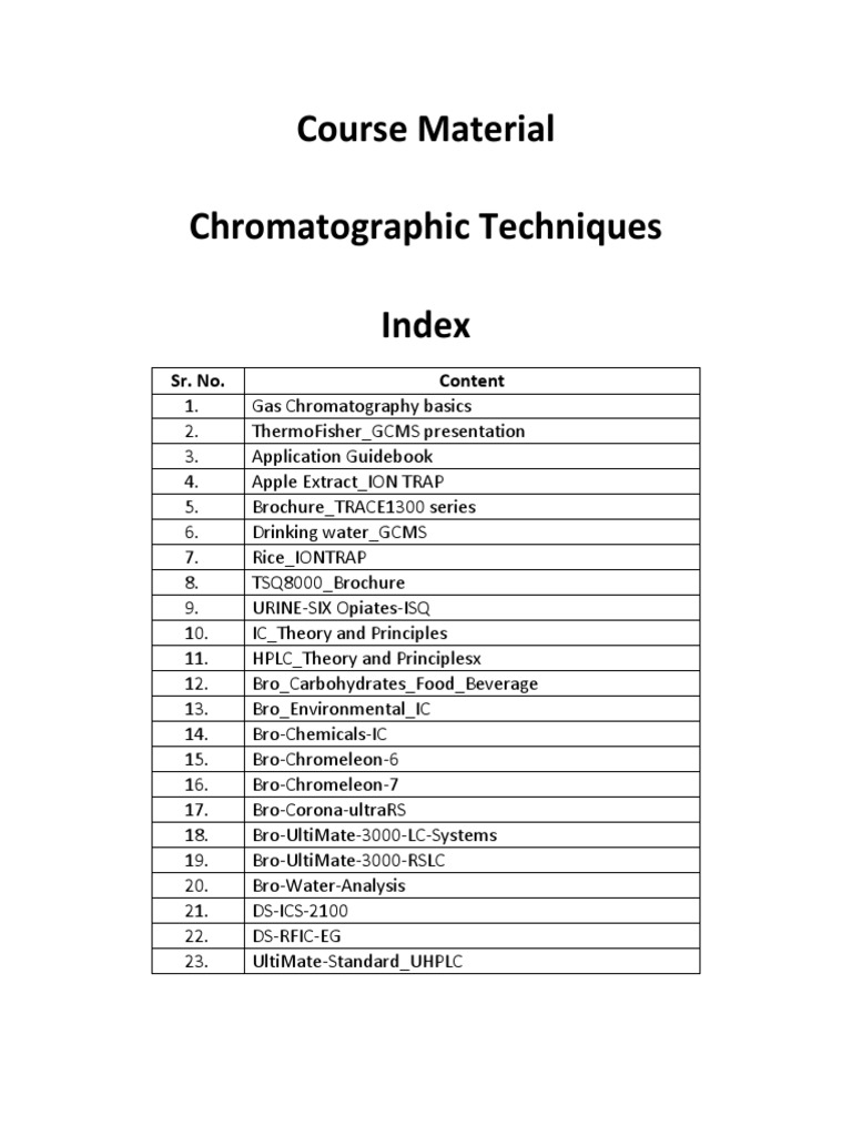 Chromatographic Techniques PDF