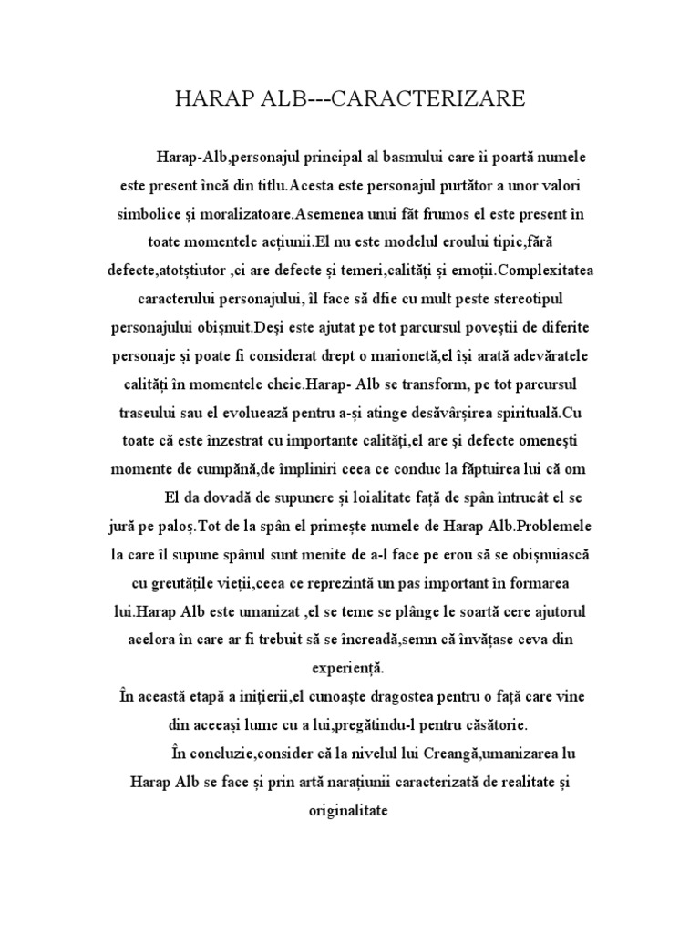 Caracterizare Harap Alb