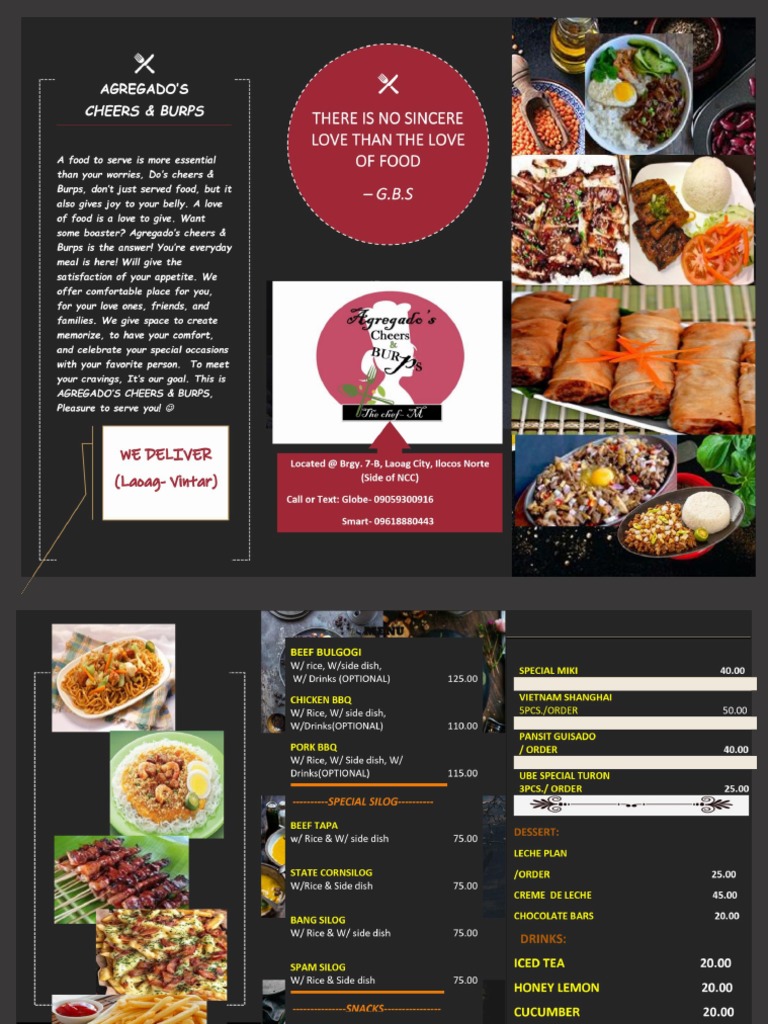 Pork Sisig and Filipino Dishes Menu | PDF