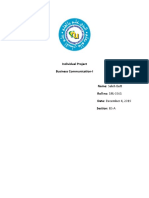 Individual Project Business Communication-I: Date: December 4, 2019