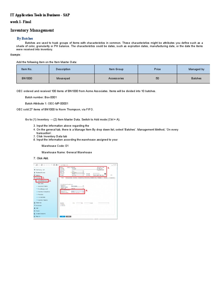 SAP Inventory Management by Batches | PDF | Inventory | Information ...