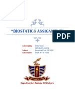 "Biostatics Assignment": Department of Zoology, GCU Lahore