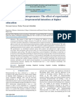 Inspiring Future Entrepreneurs: The Effect of Experiential Learning On The Entrepreneurial Intention at Higher Education