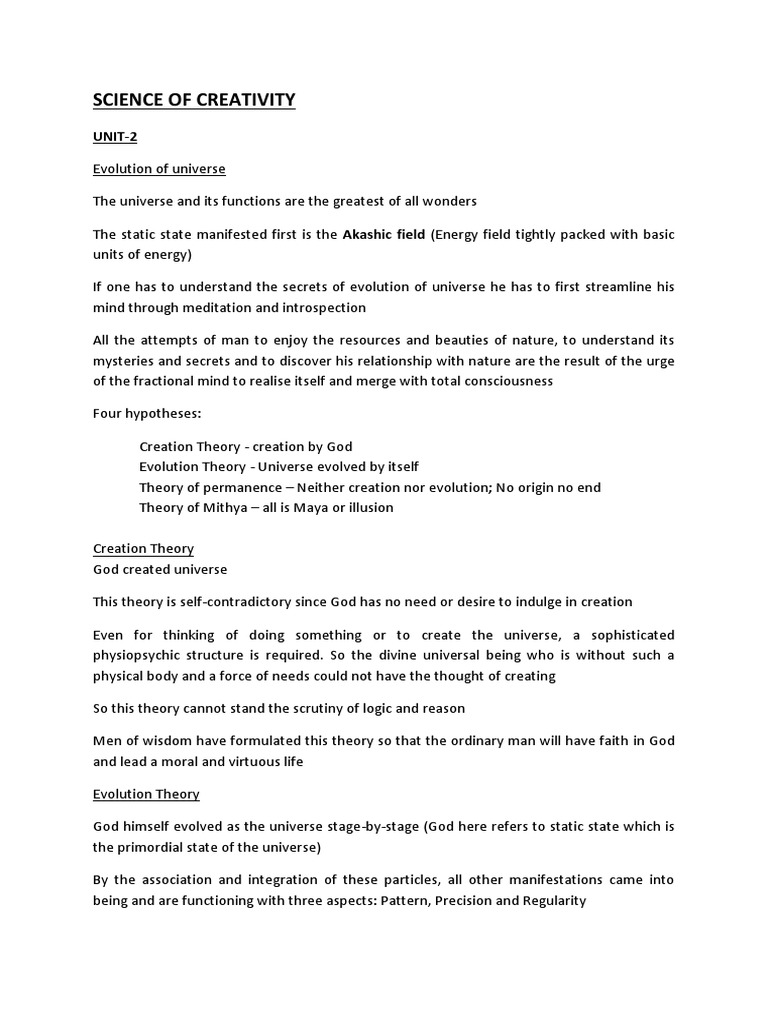Science of Creativity: UNIT-2 | PDF | Universe | Mind