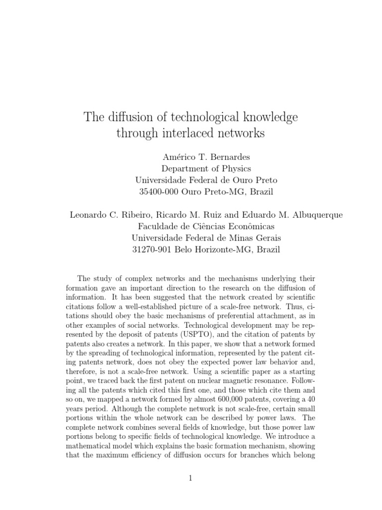 Technological Knowledge Diffusion Networks | PDF | Computers