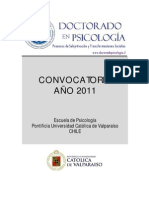 Convocatoria Doctorado Psicologia Universidad Católica de Valparaíso