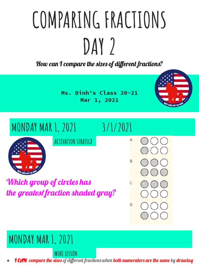 Comparing Fraction Sizes in Class | PDF | Wellness