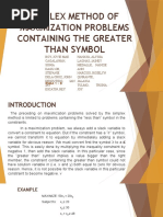 Simplex Method of Maximization Problems Containing The Greater Than Symbol