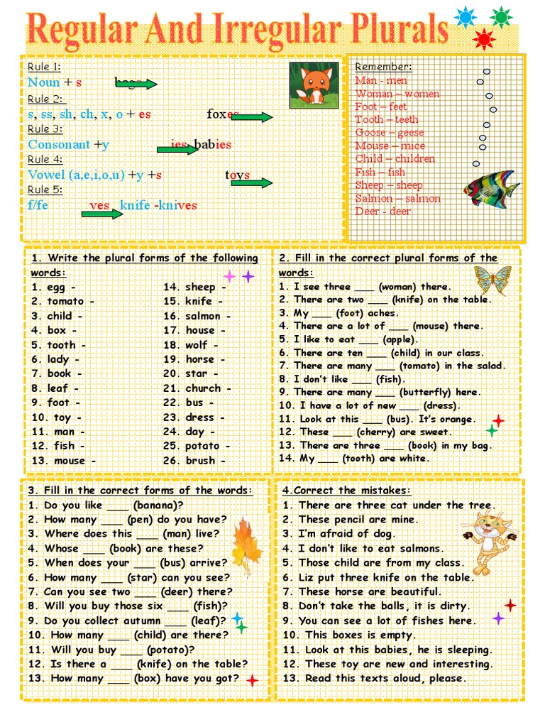 Regular and Irregular Plural Nouns Guide | PDF | Languages | Language ...