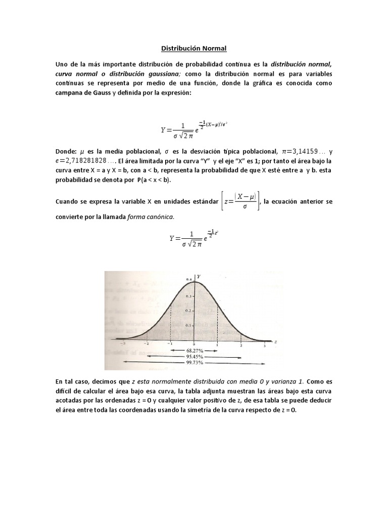 Fórmula y Probabilidad en Distribución Normal | PDF | Distribución ...