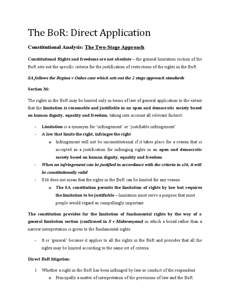 BoR Limitations and Interpretation Guide | PDF | Constitutional Law ...