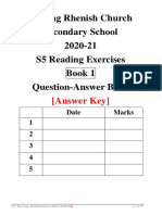 Fanling Rhenish Church Secondary School 2020-21 S5 Reading Exercises Book 1 Question-Answer Book