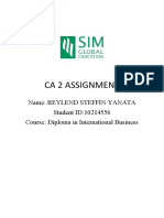 Ca 2 Assignment: Name: Reylend Steffin Yanata Student ID:10214556 Course: Diploma in International Business