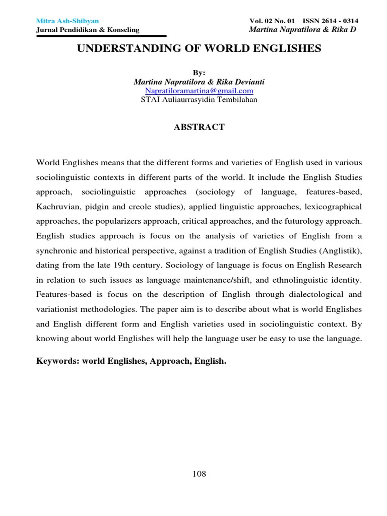 Understanding of World Englishes 163bb0a9 | PDF | English Language ...