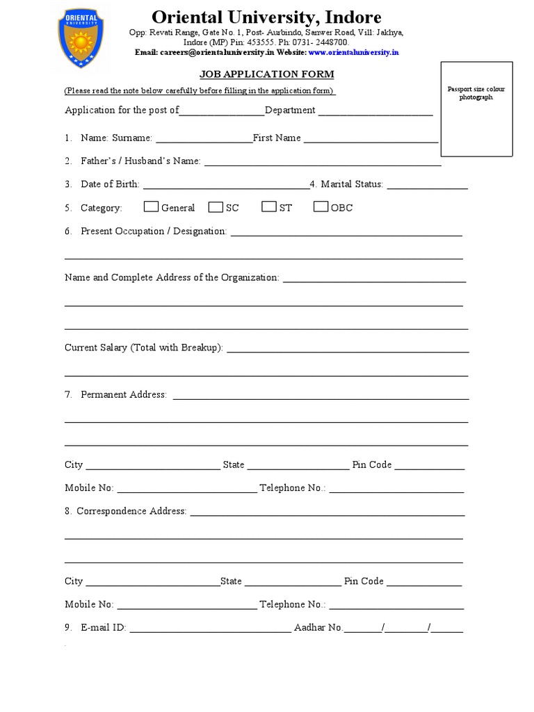 Job Application Format - Final | PDF | Business