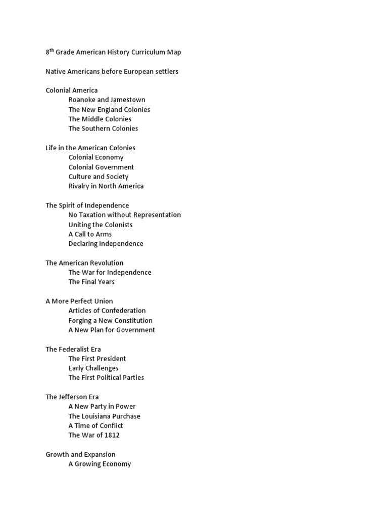 8th Grade American History Curriculum Map PDF Reconstruction Era
