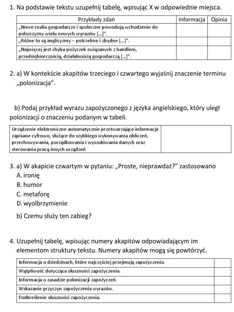 Wypisz Z Tekstu Odpowiednie Przykłady Wyrazów