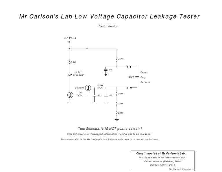 MR Carlson s Lab Low Voltage Capacitor Leakage Tester Basic