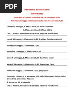 Intenzioni S. Messe Settimanale