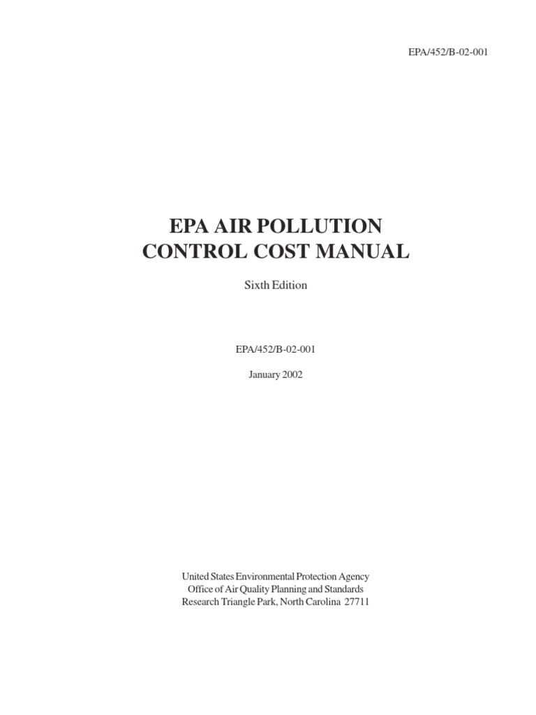 EPA Air Pollution Control Cost Manual | PDF | Air Pollution | United ...