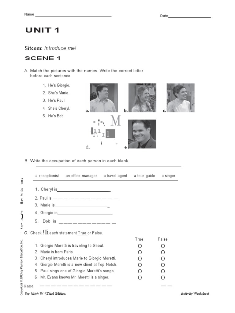 UNIT 01 Video Worksheets PDF
