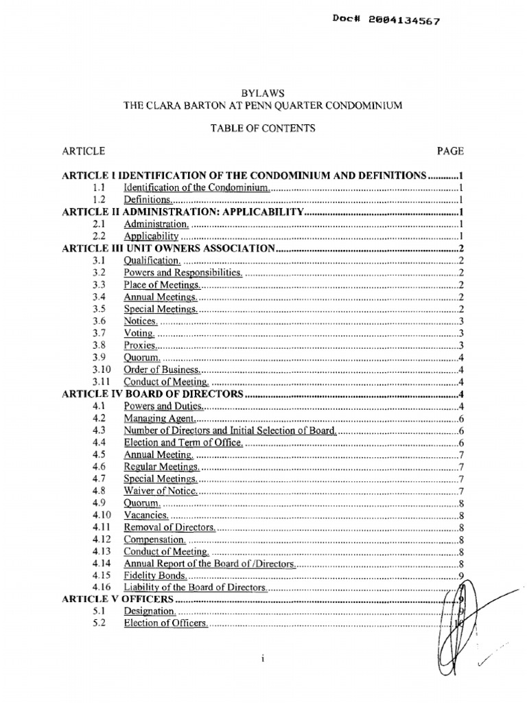 Clara Barton Condo Bylaws Full