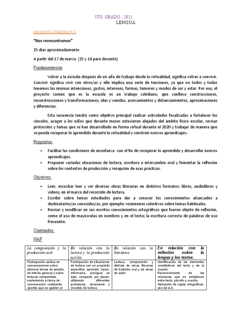 Actividades de Lengua 5to Grado | PDF | Verbo | Narrativa
