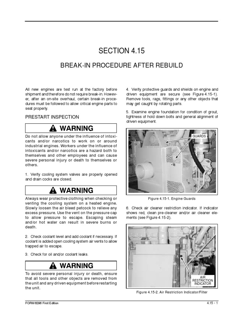 SECTION 4.15 BreakIn Procedure After Rebuild PDF Engines Valve