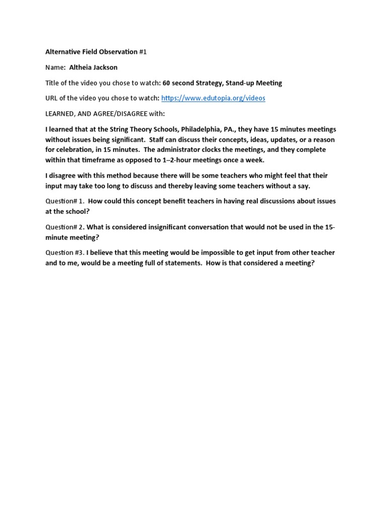Field Observation Packet | PDF | Classroom | Teachers