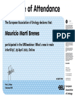 Certificate of Prof.Mauricio Martí Brenes of UROW290421.The European Association of Urology