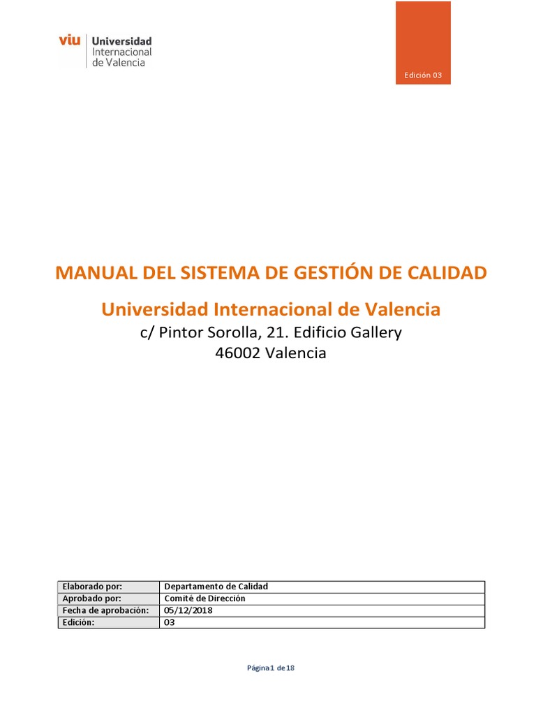Manual Sistema Gestión de Calidad | PDF | Sistema de manejo de calidad ...