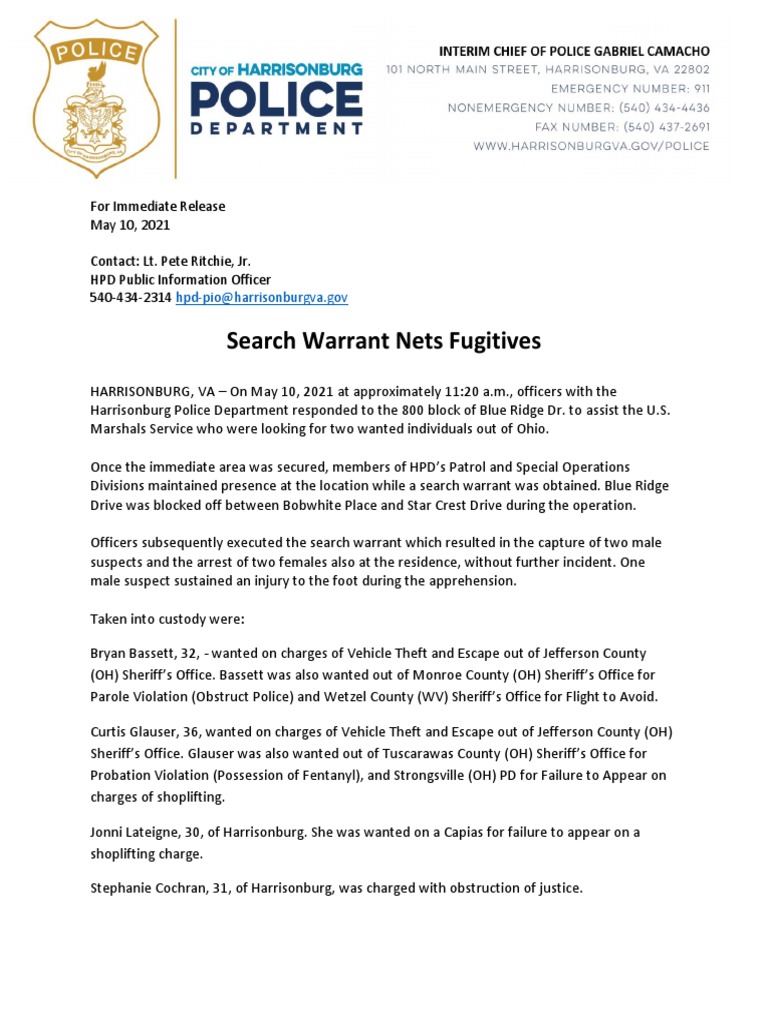 20210510 Search Warrant Nets Fugitives PDF Sheriffs In The United