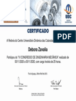 UDC certifica participação em congresso de engenharia mecânica