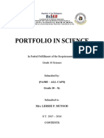 Portfolio in Science Sample Cover Page