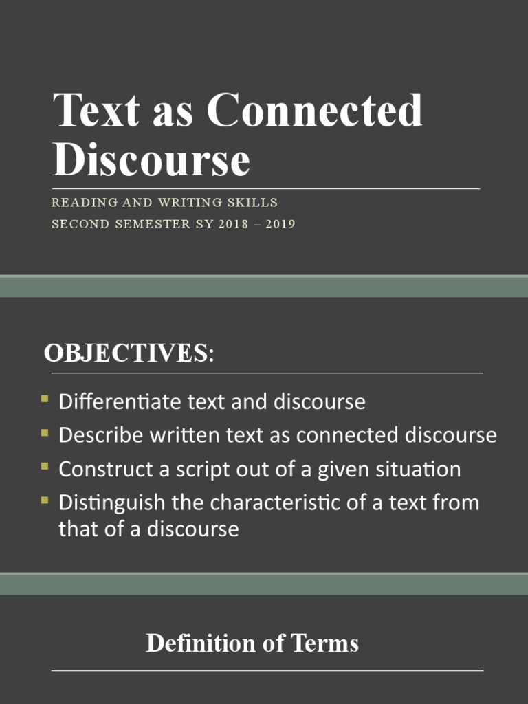 Lesson 2 Text As Connected Discourse PDF Nonverbal Communication