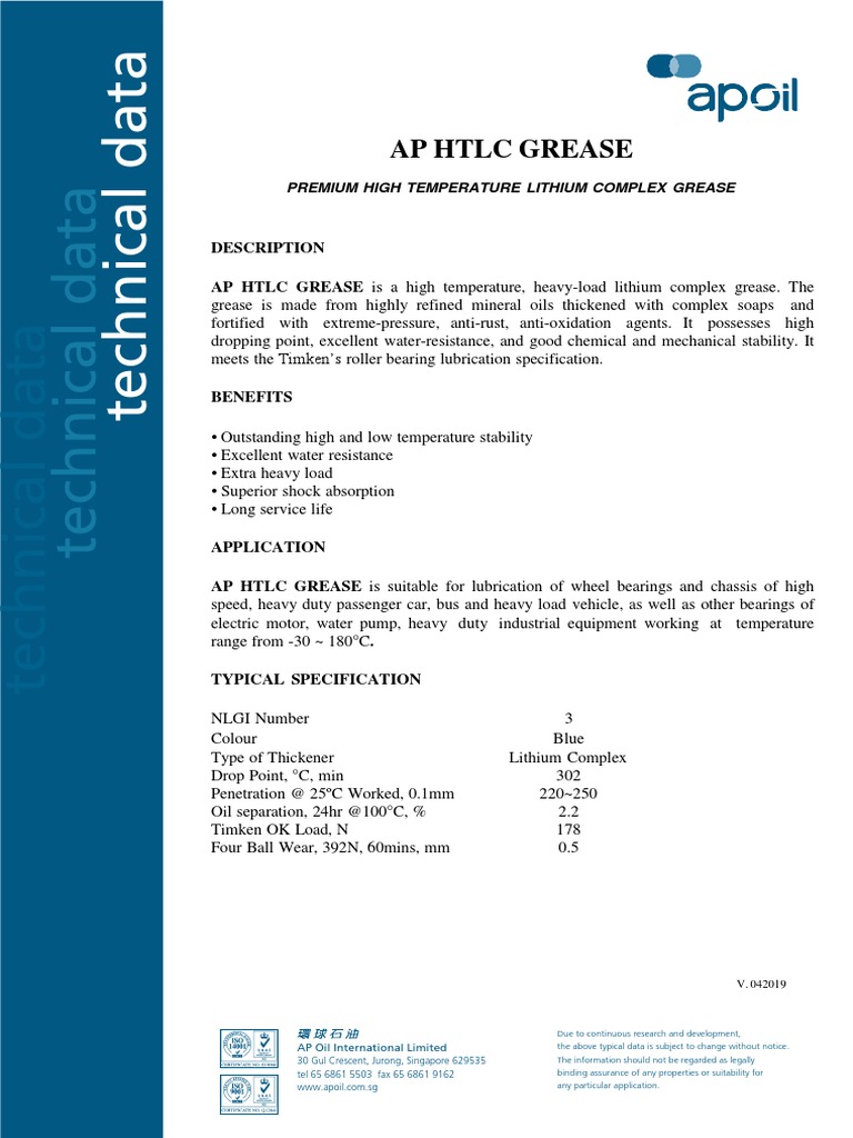 Ap Htlc Grease Pds Pdf Materials Chemical Substances