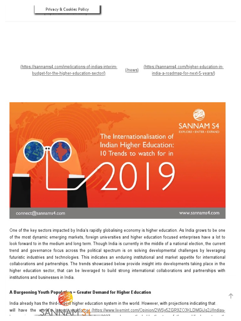 Top Trends of Higher Education Sector in India - 2019 - Sannam S4 | PDF ...