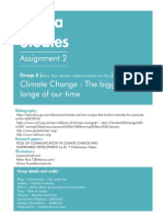 Media Studies: Assignment 2 Climate Change: The Biggest Chal-Lange of Our Time