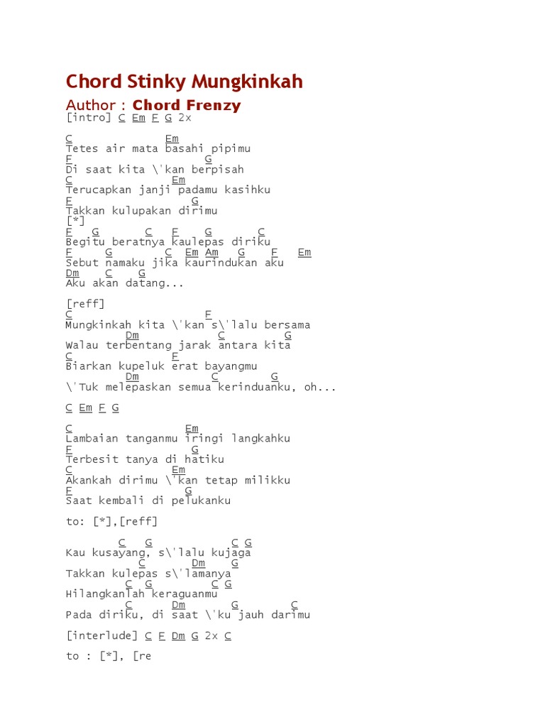 Chord Stinky Mungkinkah Pdf